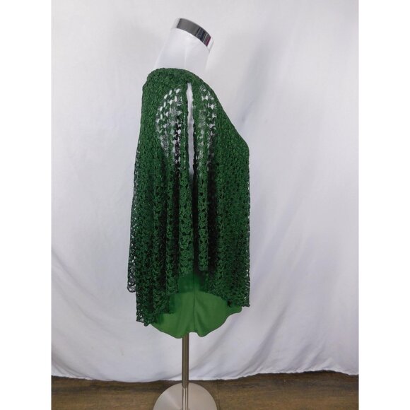 Olivia Blu XL Green Crochet Lace Poncho Blouse Boho Witch - Picture 4 of 11